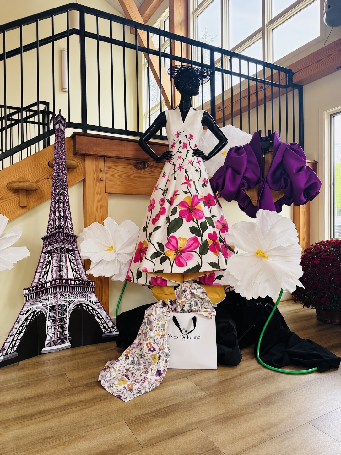 Paris-inspired floral couture display